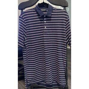 Polo Golf Ralph Lauren Mens Small Pima Cotton Navy Blue Pink Stripe Preppy